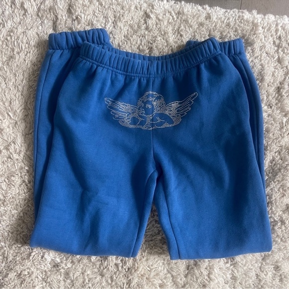 Edikted Blue Joggers with Angel Rhinestone Design Small - Picture 2 of 5